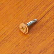 Саморез с прессшайбой 4.2х16 цвет под дерево. Острый / сверло, Китай.